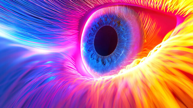 Abstract Design of Human Eye Iris with Rainbow Lines Scattering Effect