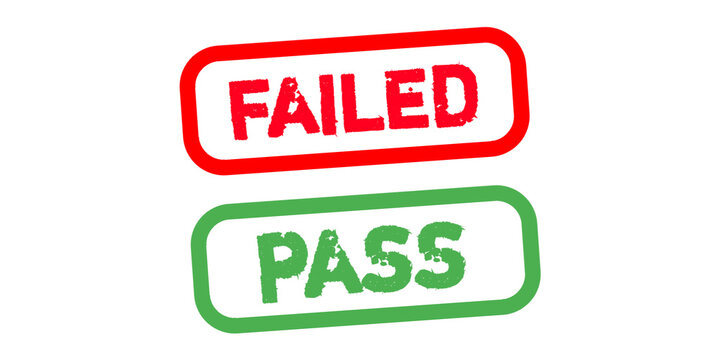 Failed and Pass Stamp Set &ndash; Red Failed & Green Pass Grunge Rubber Labels for Exam Results, Quality Check, Approval and Evaluation Status