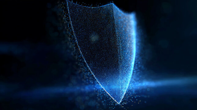 A glowing shield representing security and protection. It's a symbol of safety, defense, and guarding against potential threats