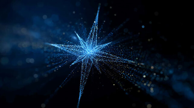 An artistic rendering of a radiant star composed of countless light particles, illuminating a vast expanse