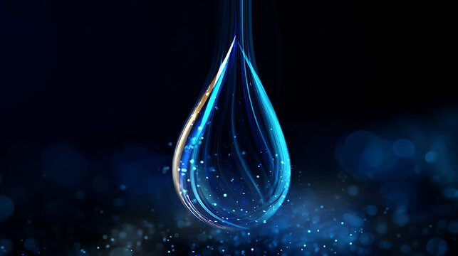 A stunning macro shot of a glistening water droplet, reflecting light and form a beautiful visual display. The water droplet is captured against a blurred background.