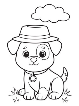 Cute pupy coloring page for kids