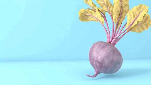 A single beetroot on a vibrant backdrop with an artistic approach. A captivating still-life composition that merges art and nature. 