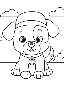 Cute pupy coloring page for kids