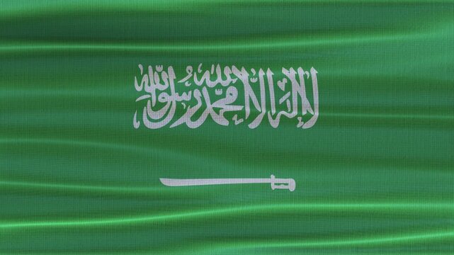 Saudi Arabia flag waving in the wind with high quality fabric texture