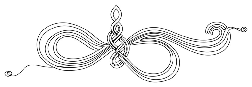 Abstract endless knot or interwoven ribbon symbol in minimalist continuous line art style