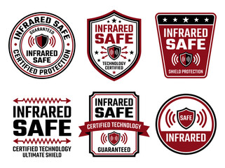 Naklejka premium Infrared Safe Product Label Emblem Set, Protection Shield Icons for Technology Certification