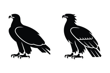 Fototapeta premium Eagle vector illustration in solid and outline with eagle silhouette