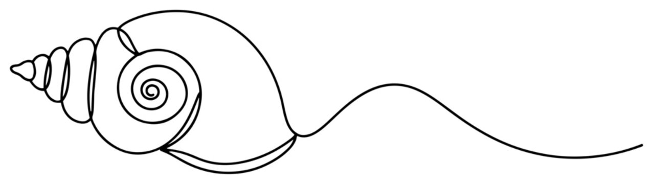 Shankha conch shell sacred Hindu ritual symbol in continuous line art style