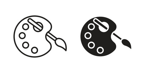 Artist color palette icon set. black Illustration for graphic and web design.