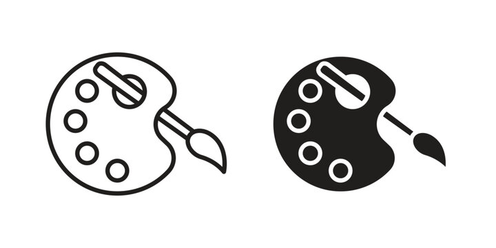 Artist color palette icon set. black Illustration for graphic and web design.