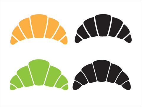 Croissant icon set vector, Croissant set, colorful french pastry icon collection isolated on white background. astry, bakery, food, breakfast, icon. vector illustration.