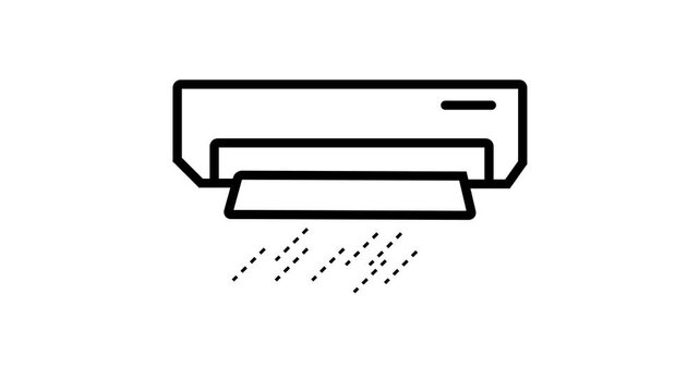 Here is a modern outline animated icon showing ac with airflow lines