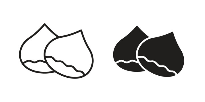 Chestnut icon set. black Illustration for graphic and web design.