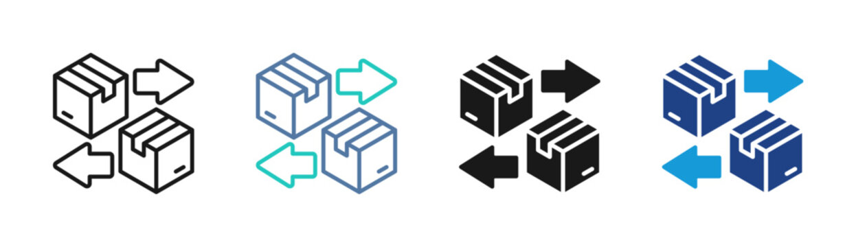 Box Movement icon set multiple style collection