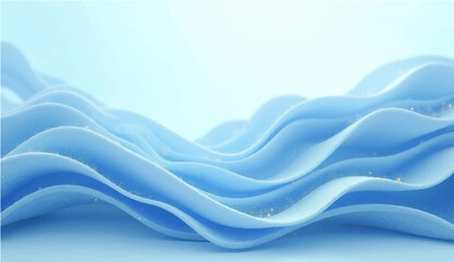 Abstract 3D rendering of fluid waves, inspired by the ocean's grace, with gentle, undulating forms, creating a tranquil and modern aesthetic. © SAHAD