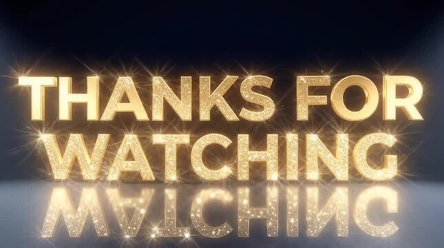 High-End Cinematic Thanks For Watching Golden 3D Text Outro