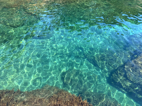 Crystal clear Mediterranean sea turquoise water.