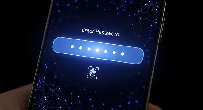 Blurred smartphone screen with pin code entry interface