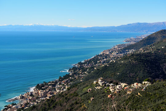 panorama of the seaside village of Bogliasco, located on the eastern Ligurian Riviera italy