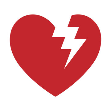 AED Heart Symbol Vector Graphic Red Defibrillator Lightning Icon