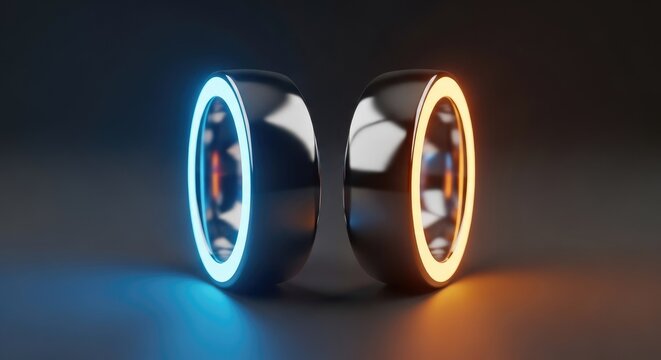 Modern rings with glowing light effect digital design technology concept