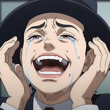 A scary cartoon illustration of a crazy bearded guy with an angry expression and open mouth screaming like a horror monster or zombie vector character