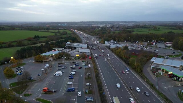 Time Lapse Footage. Urban Drone Flight Above Streets of British City and Town of England Great Britain. Drone Mounted Wide Angle Camera Footage Was Captured During Cold Day of 26th March, 2026.