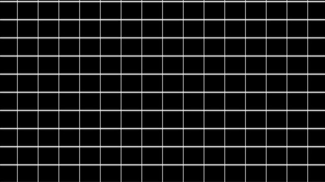 A perfectly precise, geometric grid pattern with straight, uniform white lines meticulously arranged against a deep, solid black background. this sharp, clean, and modern abstract design element provi