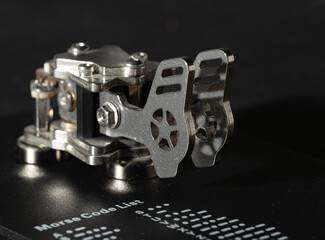 Closeup view of an Iambic paddle key used to send Morse Code © TodN