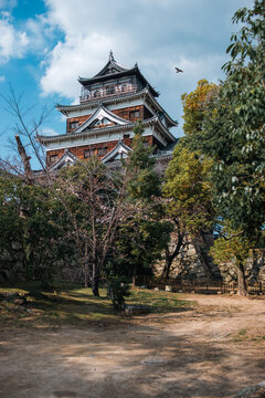 Hiroshima Castle (Carp Castle) Historic Japanese Fortress in Spring