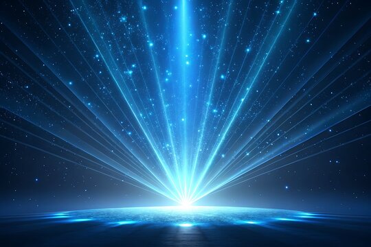 Blue flash on a black background. Flying magical blue dus