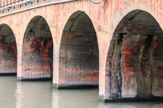 bridge tunnel and breakwater, closeup of photo