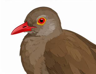 Fototapeta premium Detailed illustration of a red-billed oxpecker bird (Buphagus erythrorhynchus) isolated on white background. Educational wildlife artwork ideal for zoology, nature, and bird identification concepts.