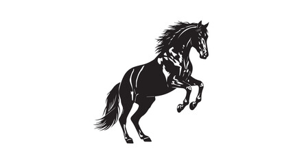A majestic black horse galloping freely with a flowing mane under a clear sky © SmartVector Studio