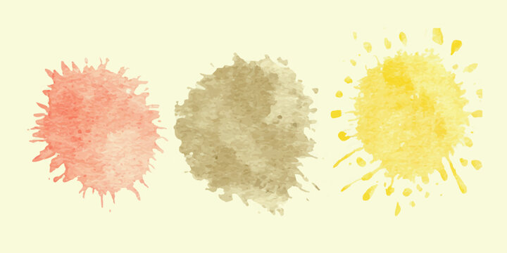 Vector illustration of a colorful autumn leaves border featuring a nature design with orange paint splashes and sunflower yellow floral ink blots on a grunge pattern background