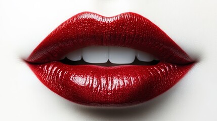 Obraz premium Red lipstick smear isolated on a white background