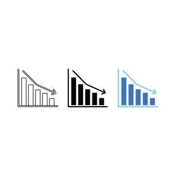 Three different bar chart trends indicating declining growth patterns over time