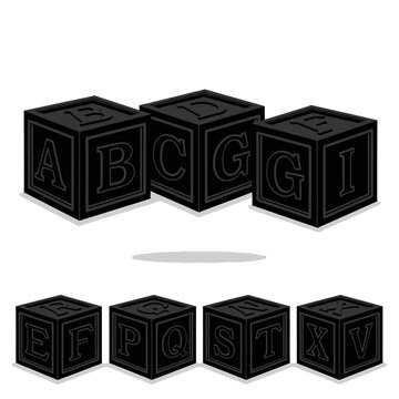 Black ABC Blocks - Alphabet Learning and Education Concept