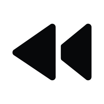 Black play and rewind buttons on a white background