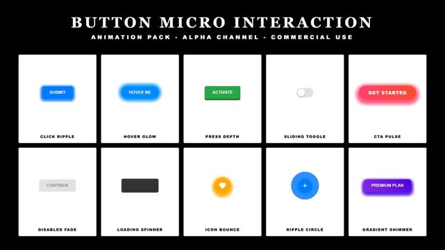 UI Button Micro Interactions Animated Elements Pack