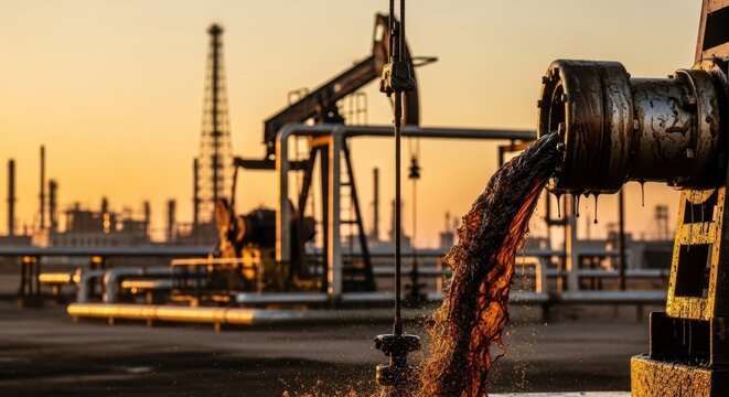 Industrial oil extraction from pump jack in petroleum field