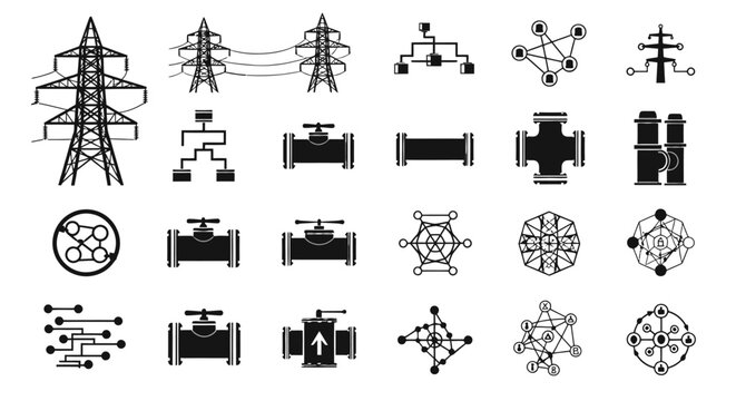 Collection of industrial and technology icons.