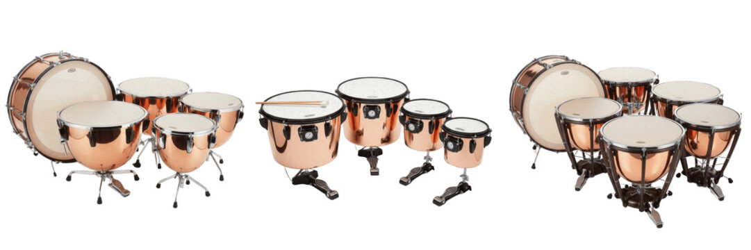 Set of Professional Copper Timpani Kettle Drums for Symphonic Orchestra