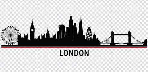 Vector illustration london city skyline silhouette with famous landmarks © MdshakiburRahman