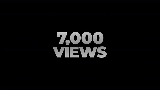 7k views counting number social media on transparent background. counter number views social media increasing to 7 thousands. motion text 4k video with alpha channel