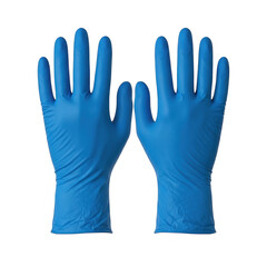 Fototapeta premium A pair of blue disposable nitrile gloves shown from the palm side