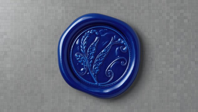 Isolated blue wax seal on clear background