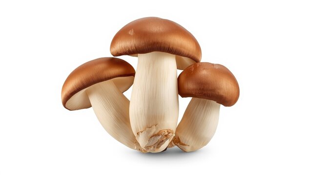 Lentinus edodes shiitake mushrooms on a white backdrop.