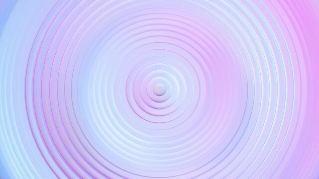 Concentric pastel rings rippling in a seamless looping background. Calming meditation visuals, modern technology presentations, corporate branding, and abstract cosmetic backdrops.
